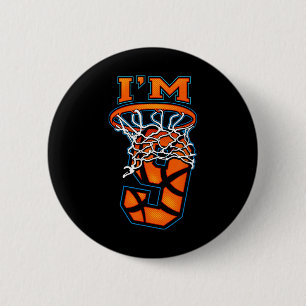 Basketball Ik ben 9 Boy Girl 9th Birthday Ronde Button 5,7 Cm