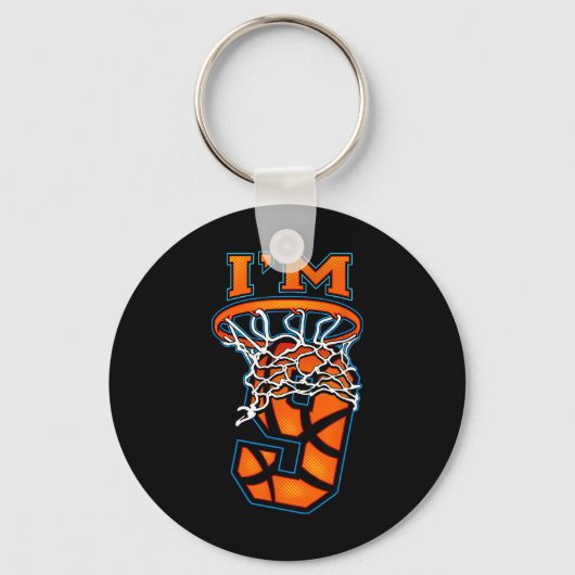 Basketball Ik ben 9 Boy Girl 9th Birthday Sleutelhanger (Voorkant)