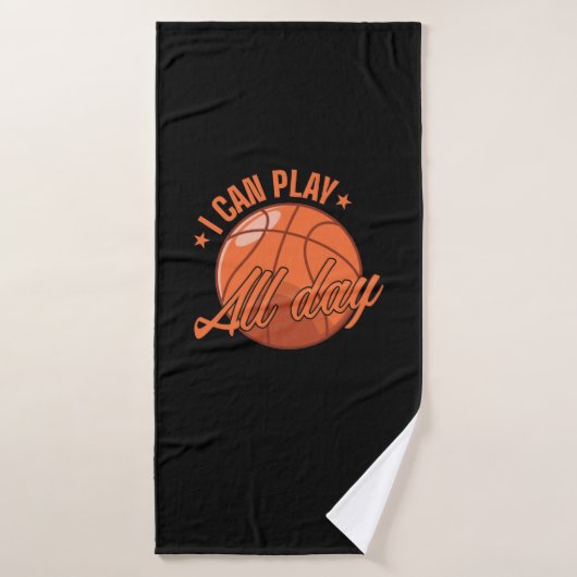 Basketball "Ik kan de hele dag spelen" Badhanddoek (Badhanddoek)