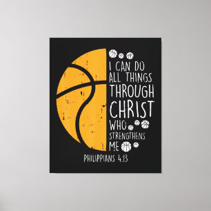 Basketball ik kan dingen doen bijbelse god Jezus Canvas Afdruk