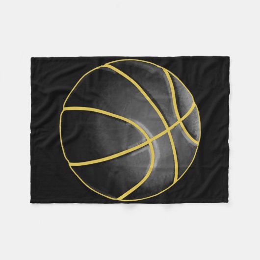 Basketball Illustratie Black Gold Ball Design Str Fleece Deken (Voorkant (Horizontaal))