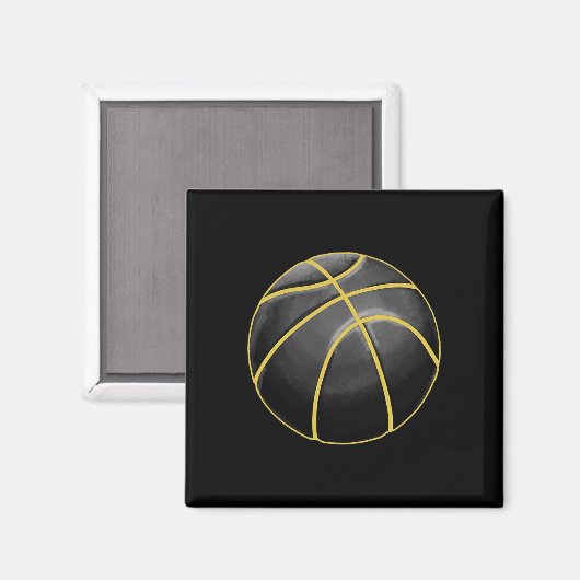 Basketball Illustratie Black Gold Ball Design Str Magneet (Voorkant / Achterkant)