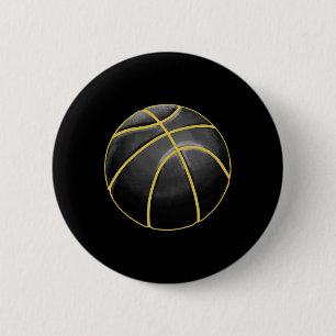 Basketball Illustratie Black Gold Ball Design Str Ronde Button 5,7 Cm