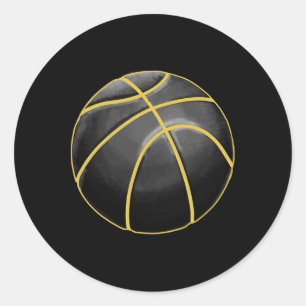 Basketball Illustratie Black Gold Ball Design Str Ronde Sticker