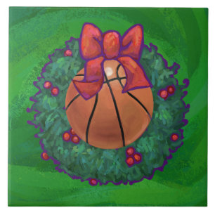 Basketball in kerstmis Wreath Tegeltje