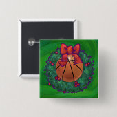 Basketball in kerstmis Wreath Vierkante Button 5,1 Cm (Voorkant /achterkant)