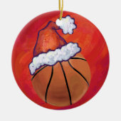 Basketball in Santa Hat Keramisch Ornament (Voorkant)
