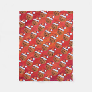 Basketball in Santa Hat Pattern Fleece Deken