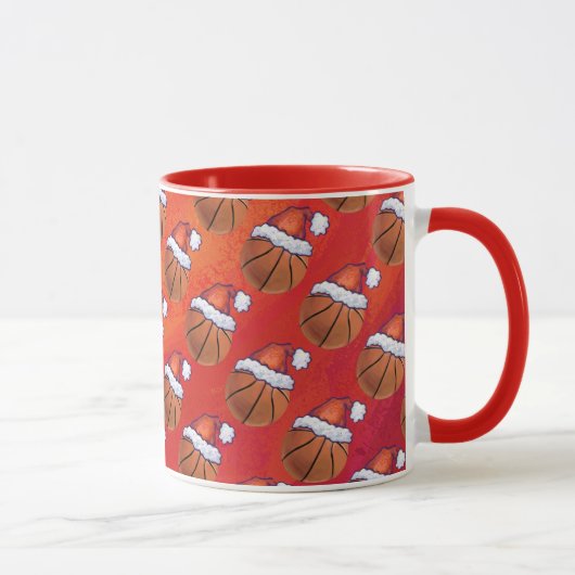 Basketball in Santa Hat Pattern Mok (Rechts)