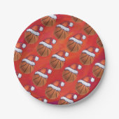 Basketball in Santa Hat Pattern Papieren Bordje (Voorkant)
