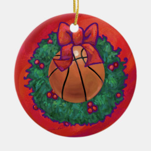 Basketball Inside Kerstmis Keramisch Ornament