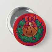 Basketball Inside Kerstmis Ronde Button 7,6 Cm (Voorkant /achterkant)