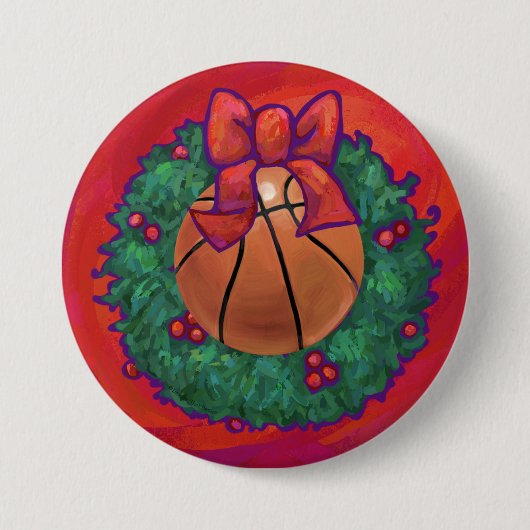 Basketball Inside Kerstmis Ronde Button 7,6 Cm (Voorkant)