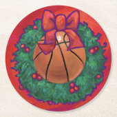 Basketball Inside Kerstmis Ronde Kartonnen Onderzetter (Voorkant)