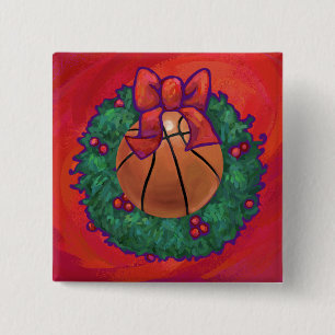 Basketball Inside Kerstmis Vierkante Button 5,1 Cm