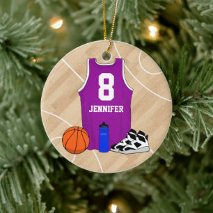 Basketball Jersey op de rechtbank Magenta Keramisch Ornament