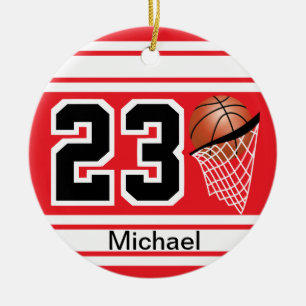 Basketball Jersey Style   DIY-tekst   Rood Keramisch Ornament