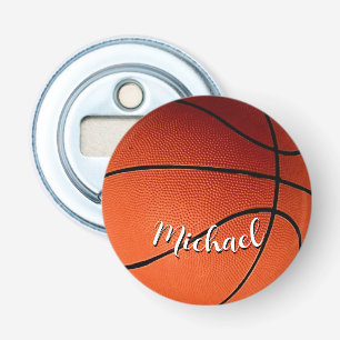 Basketball Jouw naam Aangepast Button Flesopener