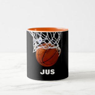 Basketball Jouw naam Aangepast Tweekleurige Koffiemok