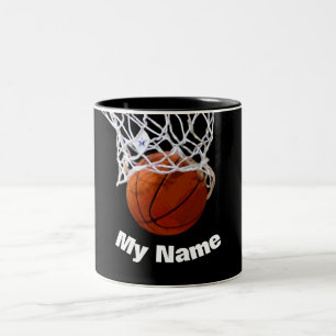 Basketball Jouw naam Aangepast Tweekleurige Koffiemok