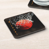 Basketball Jouw naam Bier Onderzetter (Linkerzijde)