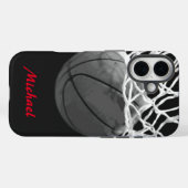 Basketball Jouw naam Black White Red Case-Mate iPhone Case (Achterkant (horizontaal))