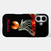Basketball Jouw naam Black White Red Case-Mate iPhone Case (Achterkant (horizontaal))