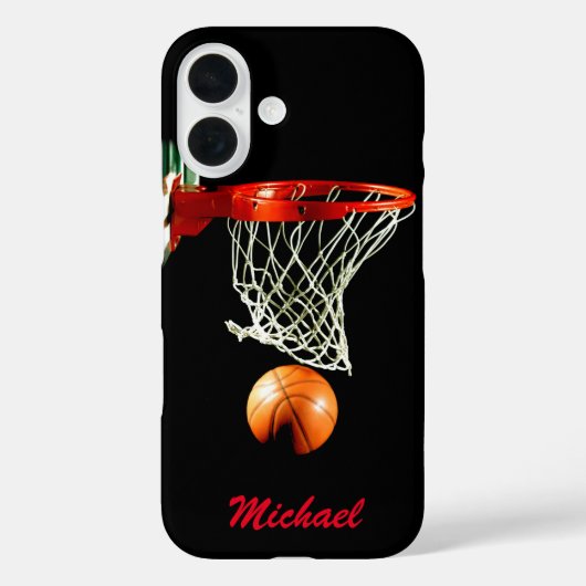 Basketball Jouw naam Black White Red Case-Mate iPhone Case (Achterkant)