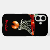 Basketball Jouw naam Black White Red Case-Mate iPhone Case (Achterkant (horizontaal))