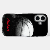 Basketball Jouw naam Black White Red Case-Mate iPhone Case (Achterkant (horizontaal))