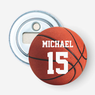 Basketball Jouw naam Button Flesopener