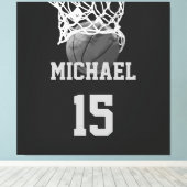 Basketball Jouw naam Canvas Afdruk (Insitu (Houten vloer))