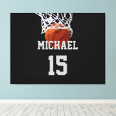 Basketball Jouw naam Canvas Afdruk (Insitu (Houten vloer))