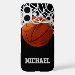 Basketball Jouw naam iPhone 16 Hoesje
