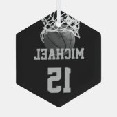 Basketball Jouw naam Glas Ornament (Achterkant)