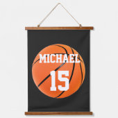 Basketball Jouw naam Hangend Wandkleed (Voorkant)