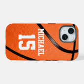 Basketball Jouw naam iPhone 15 Hoesje (Achterkant horizontaal)
