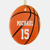 Basketball Jouw naam Keramisch Ornament (Rechts)