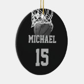 Basketball Jouw naam Keramisch Ornament (Rechts)