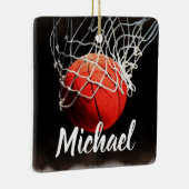 Basketball Jouw naam Keramisch Ornament (Rechts)