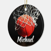 Basketball Jouw naam Keramisch Ornament (Links)