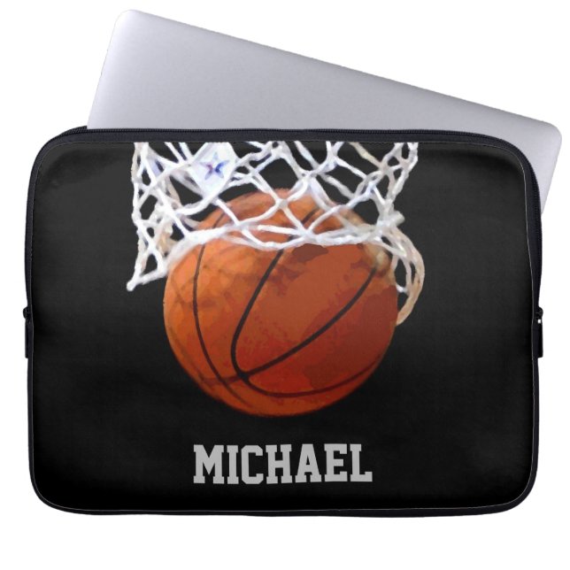 Basketball Jouw naam Laptop Sleeve (Voorkant)