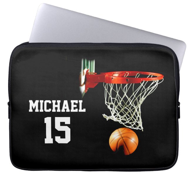 Basketball Jouw naam Laptop Sleeve (Voorkant)