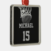 Basketball Jouw naam Metalen Ornament (Rechts)