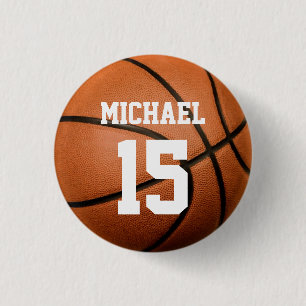Basketball Jouw naam Ronde Button 3,2 Cm
