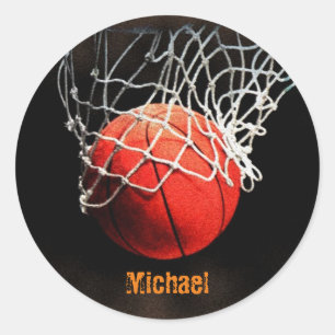 Basketball Jouw naam Ronde Sticker
