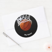 Basketball Jouw naam Ronde Sticker (Envelop)