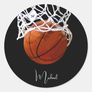 Basketball Jouw naam Ronde Sticker