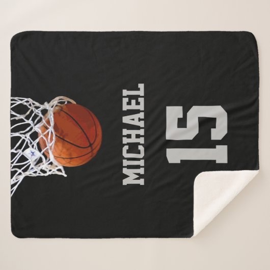 Basketball Jouw naam Sherpa Deken (Voorkant (horizontaal))