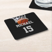 Basketball Jouw naam Vierkante Kartonnen Onderzetter (Schuin)